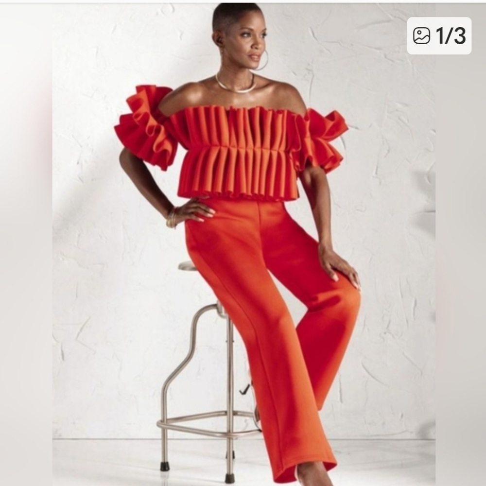 Elegant Orange Off-Shoulder Jumpsuit
